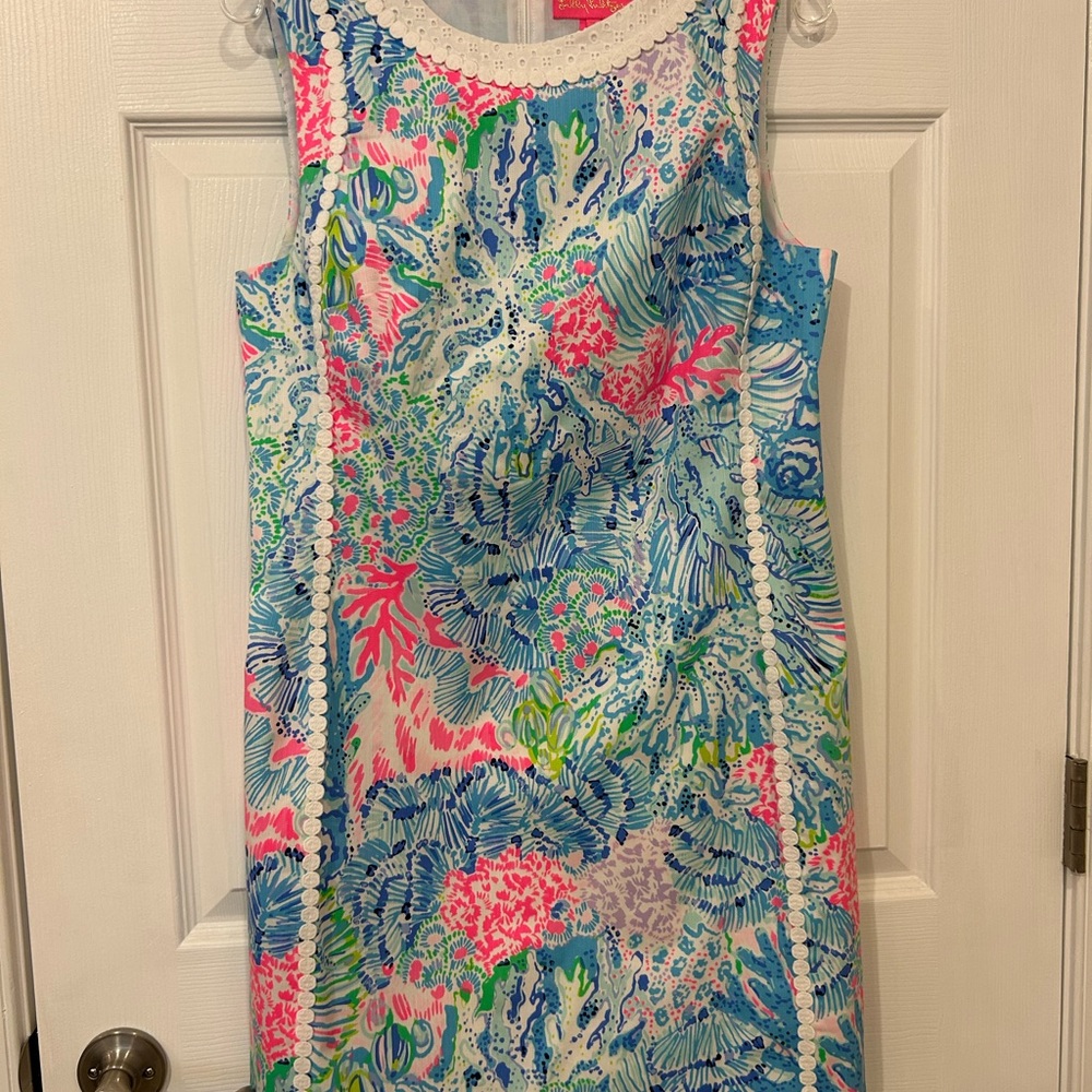 Lilly Pulitzer Blue and Pink Sheath Mini Dress for Resort Wear